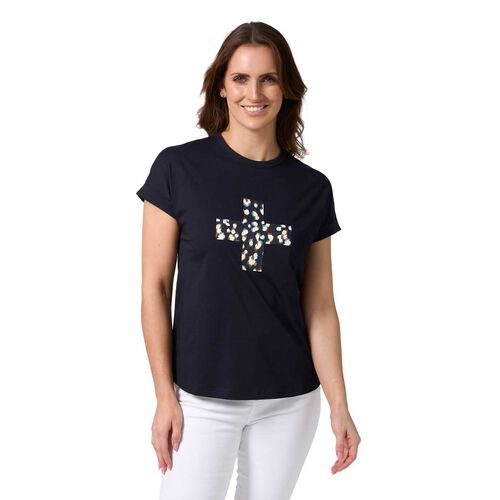Stella + Gemma Soho Tee Leopard Cross Deep Navy